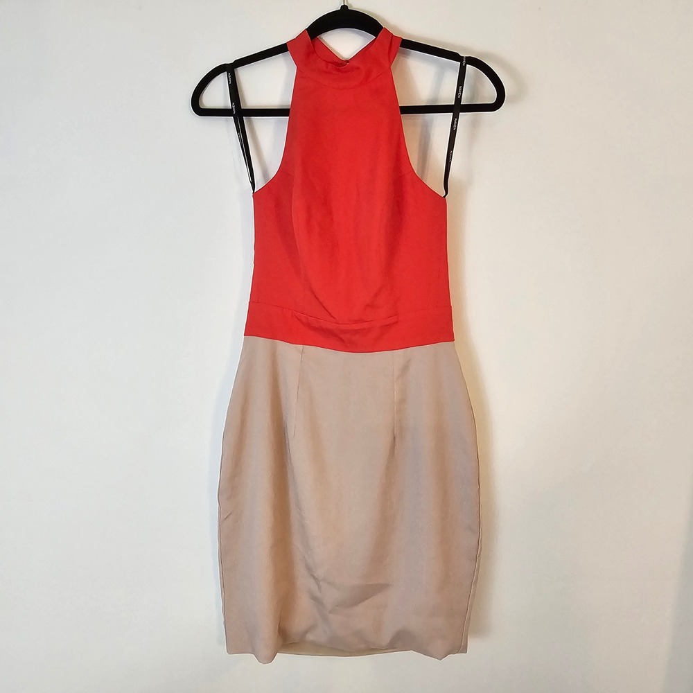 Naven Red & Beige Sleeveless Dress - Party Cocktail Bodycon - Size S
